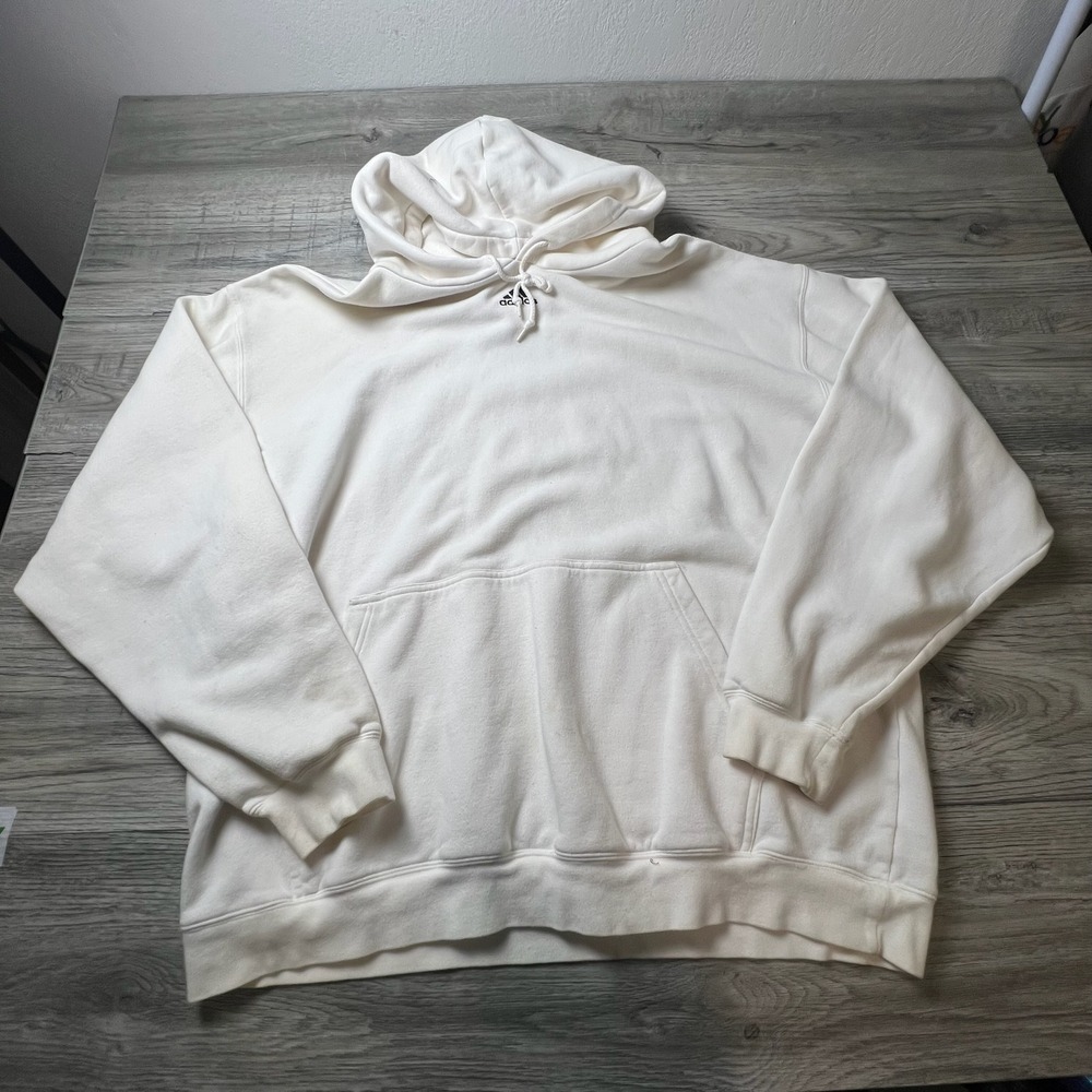 Adidas Hoodie Men 3XL White Vintage 2006 Embroidered Logo Oversized Pullover